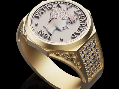 Anniversary of Souvenir Peso Coin Ring printable 3d model 3D print model