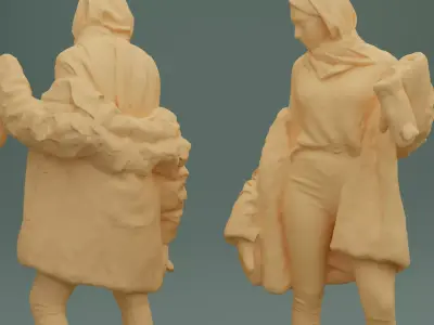 Woman Takes Off Her Fur Coat 3D model