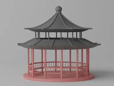 Cartoon Chinese Pavilion 1 3D model