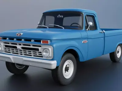 Pickup Truck F100 Long Bed 1966 3D print model