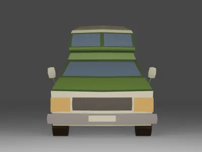 Cartoon low poly camper van 3D model Free low-poly 3D model