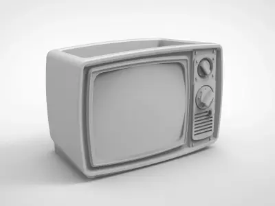 vintage television pattern vase 3D print model