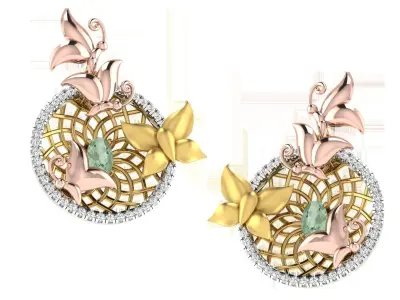 Solitaire Women Drop Earring 3dm STL OBJ FBX Renders Details 3D print model purchase