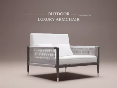 Outdoor luxury wooden chair 3D model