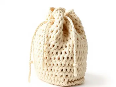 Macrame Yarn Bag Model Pack for Crafts and Decor Low-poly 3D model