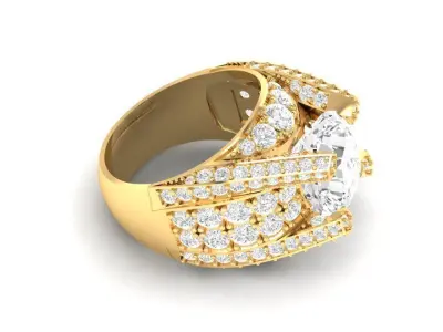 Luxury Ruby Diamond Statement Ring for Men 158 3D print model