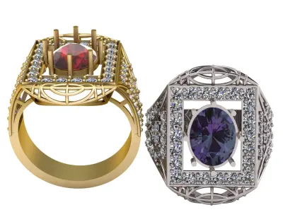 LUXURY SQUARE SHAPE DESIGN RING PRINTABLE MODEL 3D print model