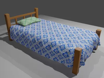 Single Bed - Cama de solteiro Low-poly 3D model