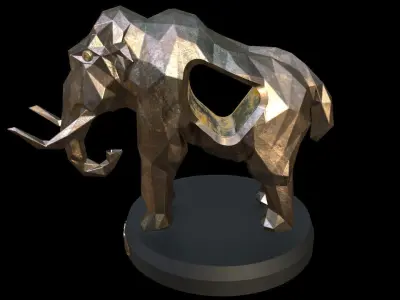 Steampunk Mammoth Low-poly 3D model