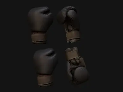 Boxing Gloves Black Low-poly 3D model