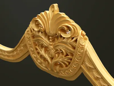 Classic Style Wooden Bed Crown for CNC 3D model