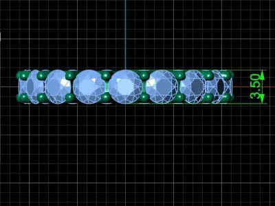 U Shaped Eternity Ring 3 point 5 mm stone size swiss 8 and EU48 3D print model