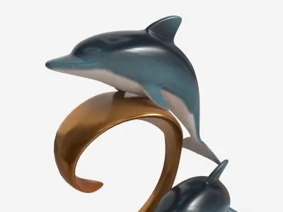 Decorative Ceramic Dolphins Statuette 3D model
