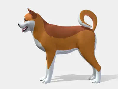 Cartoon Dog - Akita Inu Low-poly 3D model