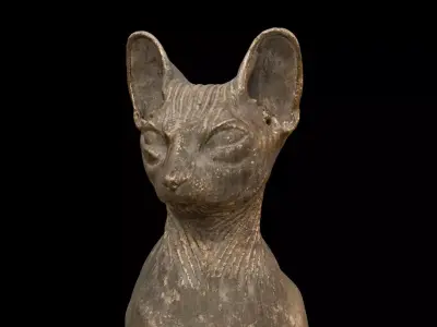 Ancient Egyptian Cat Statue Black  3D model