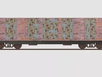 Train wagon complete texture and material Low-poly 3D model Low-poly 3D model