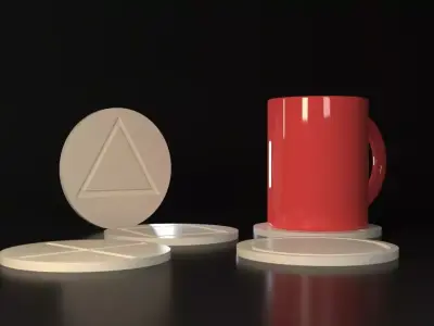 Playstation Button coasters 3D print model