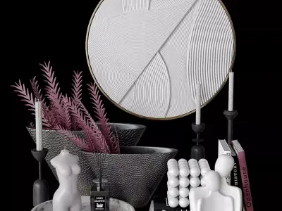 Decorative set with bas-relief Low-poly 3D model