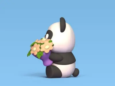 Panda Bouquet 3D print model