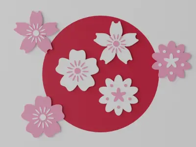 Cartoon Cherry Blossom Flower Sakura Low-poly 3D model