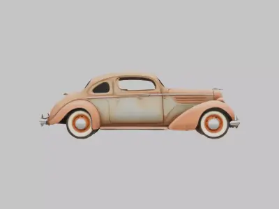 Vintage Convertible Car Low-poly 3D model