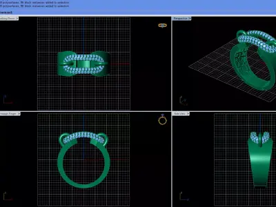 Luxury gold ring with jewels 3D print model