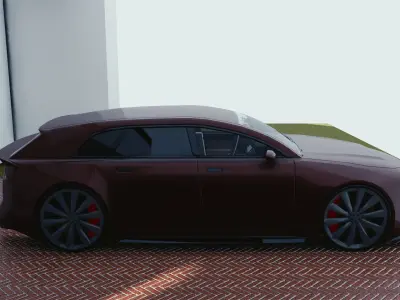 BLENDER EEVEE Brandless Small 4 door hatchback Low-poly 3D model