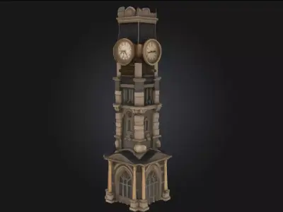 Steampunk Clock Tower  Timekeeping with Gears and Grandeur 3D model