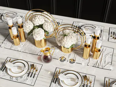 Dinner Table Set 01 3D model