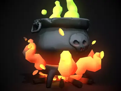 stylized magic pot  Low-poly 3D model