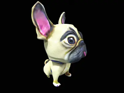 Cartoon bulldog dog 3D model