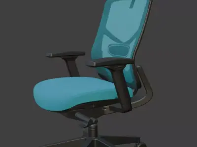 Modern Blue Leather Executive Office Chair High Detail 3D Model 3D model