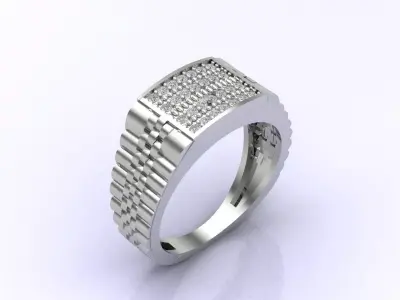 Print Ready STL 3DM  Gents Rings Diamond Men Ring  3D print model 6