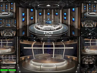 Virtual TV Studio Sets - Collection Vol 9 - 2 PCS DESIGN 3D model