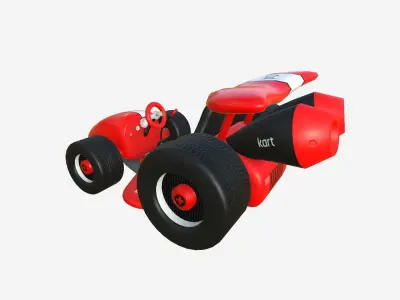 Cartoon Kart A01 Red - Vehicle Racing Design Low-poly 3D model