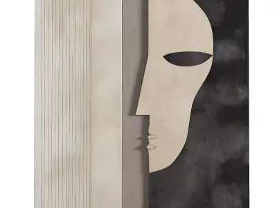 Wall Art Abstract Half Face 3D model