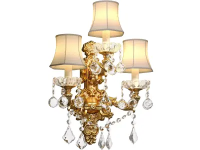 Golden Sconce in classic style with crystal lampshade Wall lamp 3D model
