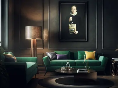 Black interior 3d scene 3D model