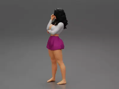 Beautiful woman in short mini skirt 3D print model