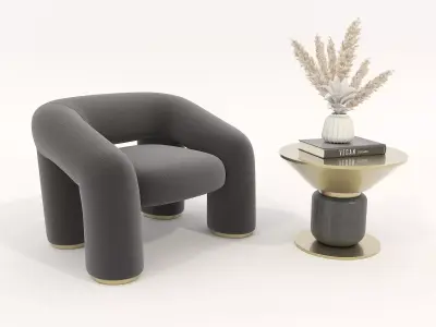 Modern Coffee Table and Armchair Set 79 3D model