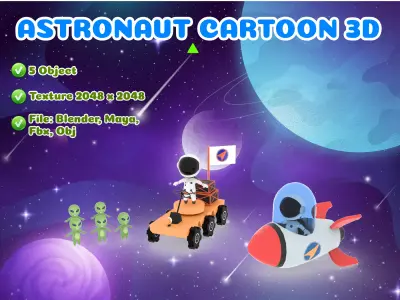 Astronaut Cartoon Free low-poly 3D model