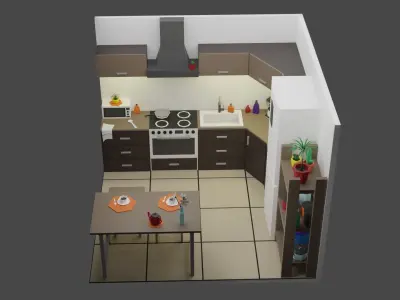 Kitchen Room 5 Low-poly 3D model