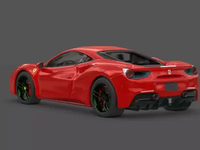 2016 Ferrari 488 GTB 3D Model Italian Supercar Turbo V8 Low-poly 3D model
