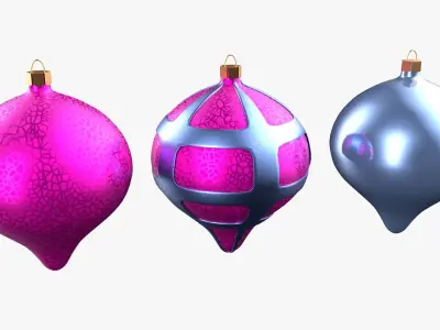 Christmas Tree Ornament Set8 - Pink LightBlue Low-poly 3D model