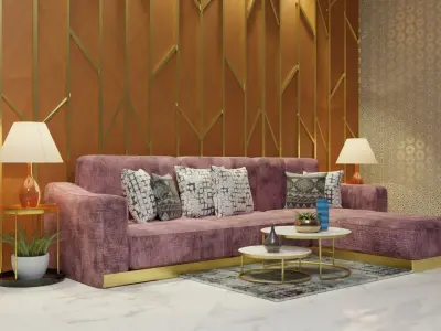 4 Seater Sofa Low-poly 3D model