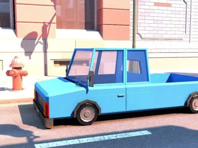 Cartoon Track Blue Free low-poly 3D model