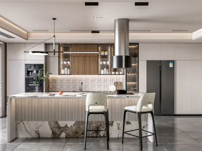 Kitchen fully parametric Resizable manufacturable 0061 3D model