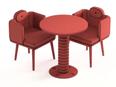 Mezzo Collection Chair and Dining Table 3D model