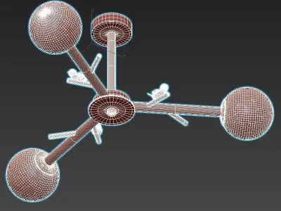 finch ceiling light with three balls hanging from it 3D model