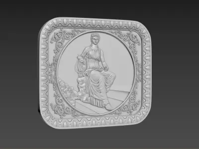 Bas-Relief  Maiden with harp 3D model